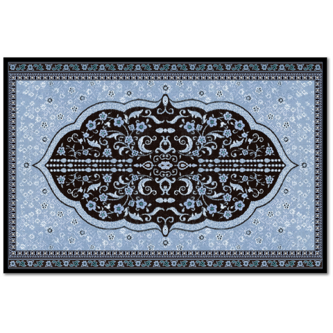 لوحة لسجادة إسلامية باللون الازرق  A portrait of Islamic rug in light blue color.