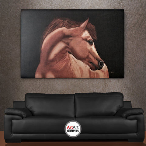 الخيل العربي  Arabian Horse - Oil On Canvas Framed